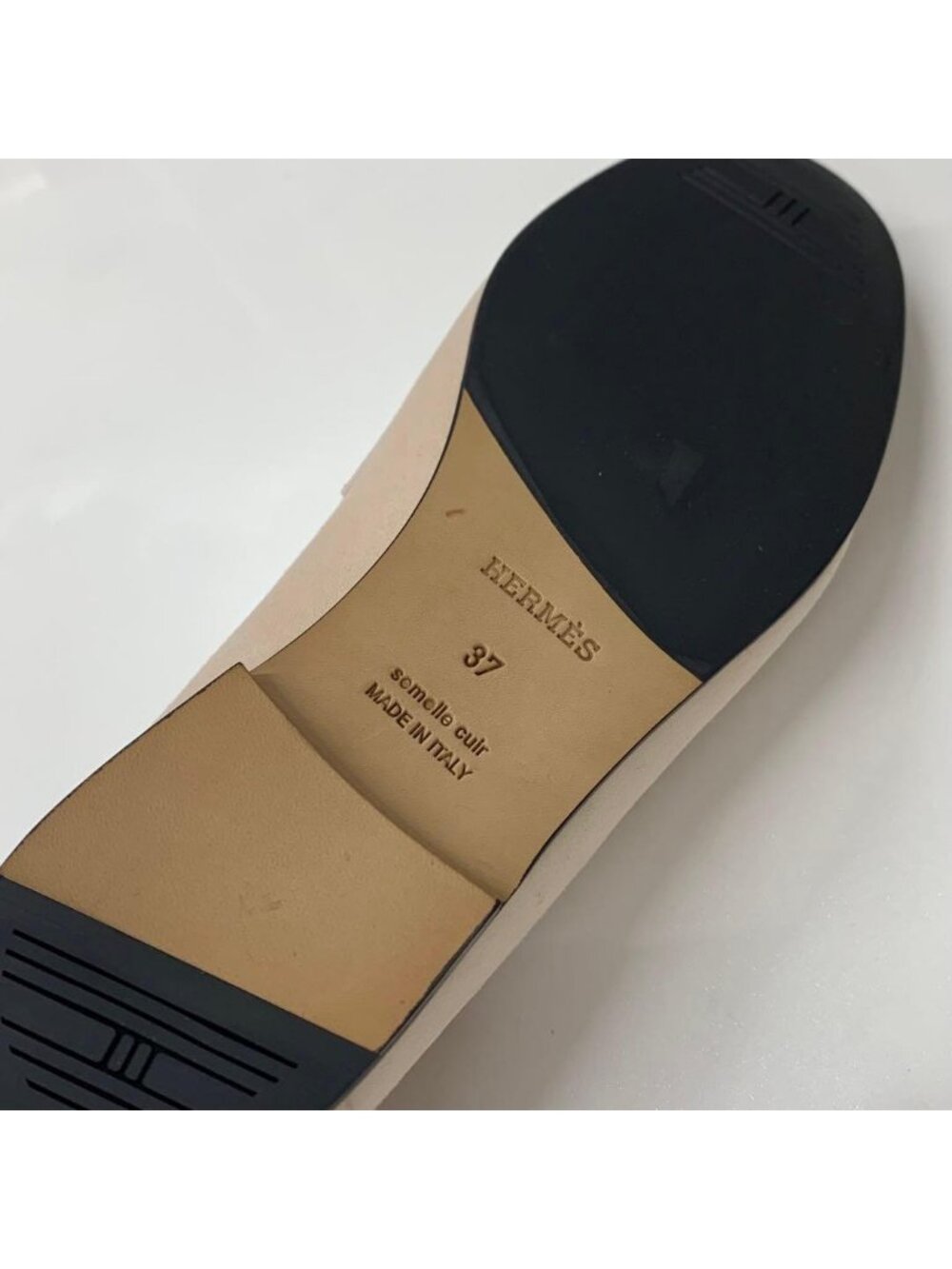 Hermes Colette Suede Roulis Buckle Moccasins Loafers Pink Beige - Picture 8 of 10